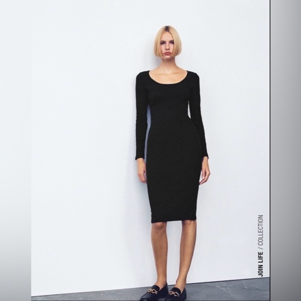 Zara 🖤🖤🖤Join Life Ribbed Midi Dress Size M - NWT